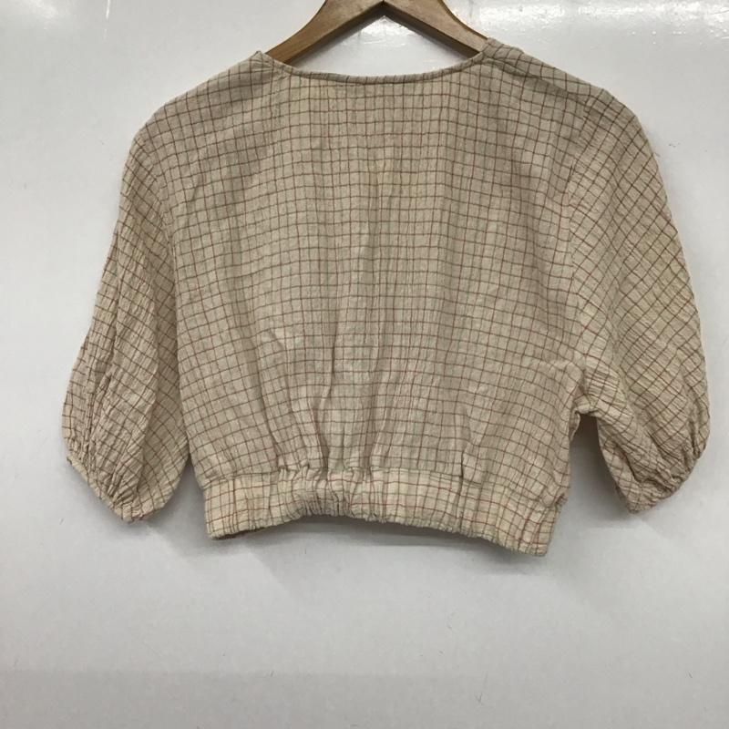 ザラ ZARA カットソー 半袖 半袖カットソー ショート丈 Vネック M チェック マルチカラー / マルチカラー / レディース USED 古着 中古 10135253