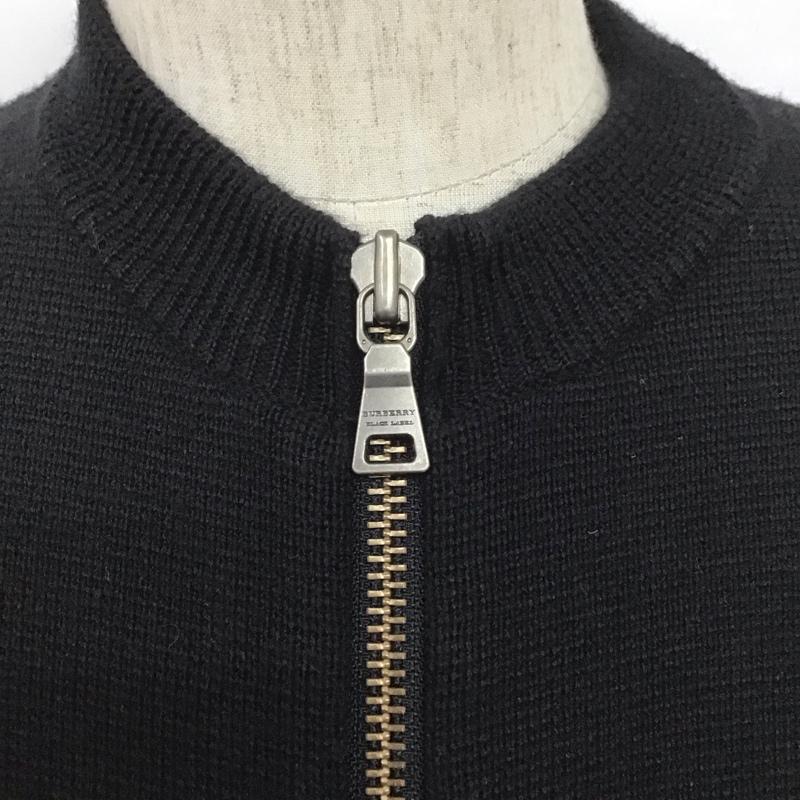バーバリーブラックレーベル BURBERRY BLACK LABEL ニット、セーター 長袖 bmt10-118-09 長袖ニット ジップアップニットジャケット アウター セーター 2 ロゴ、文字 黒 / ブラック / メンズ USED 古着 中古 10106326