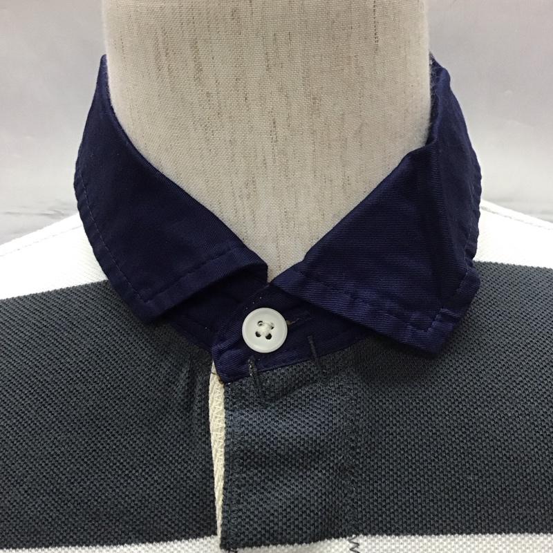 エーグル AIGLE ポロシャツ 半袖 半袖ポロシャツ 半袖カットソー カラーシャツ M ボーダー柄 白 / ホワイト / X 黒 / ブラック /  メンズ USED 古着 中古 10111027