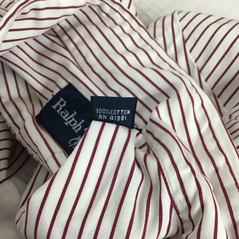 ラルフローレン RALPHLAUREN シャツ、ブラウス 長袖 長袖シャツ カラーシャツ ポケットシャツ 長袖カットソー ストライプシャツ L ストライプ 白 / ホワイト / X 赤 / レッド / メンズ USED 古着 中古 10112806