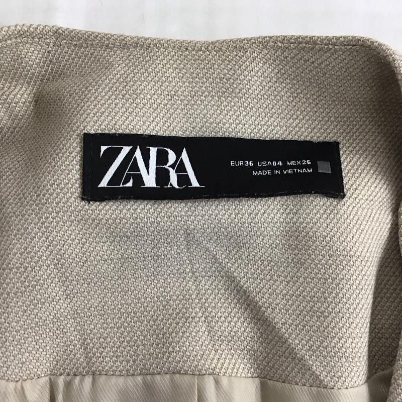 ザラ ZARA ジャケット、上着 ジャケット、ブレザー 9929 121 711 ノーカラージャケット 36 無地 ベージュ / ベージュ / レディース USED 古着 中古 10122668
