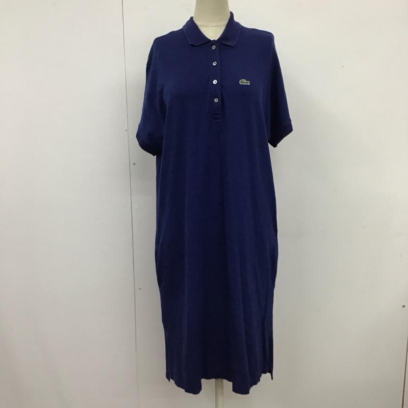 ラコステ LACOSTE ワンピース ロングスカート 半袖ロングワンピース ポロシャツワンピース カラーシャツワンピース XS ロゴ、文字 青 / ブルー / レディース USED 古着 中古 10119472