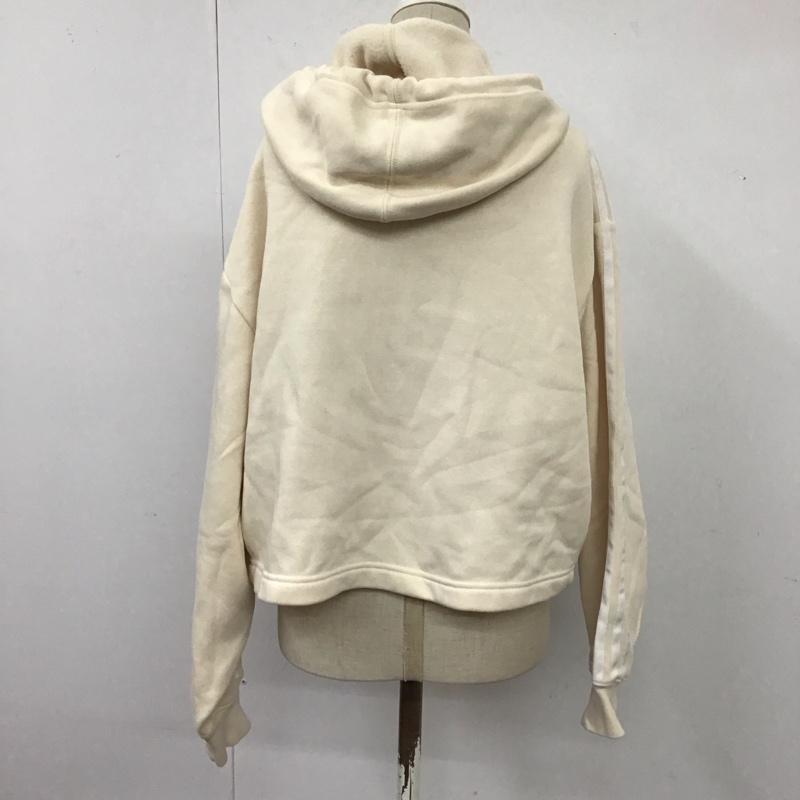 アディダス adidas パーカー 長袖 hc2018 WSHORTHOODIEWONDER 長袖パーカー フード付きパーカー L ロゴ、文字 白 / ホワイト / レディース USED 古着 中古 10115986