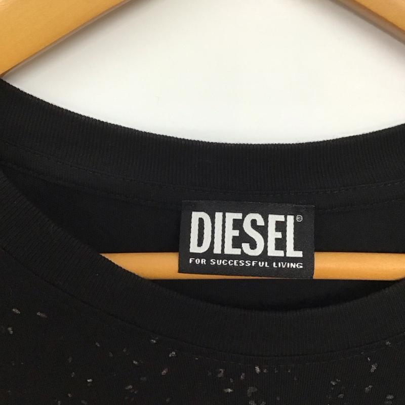 ディーゼル DIESEL Tシャツ 半袖 半袖カットソー プリントTシャツ クルーネックカットソー M プリント 黒 / ブラック / メンズ USED 古着 中古 10137948