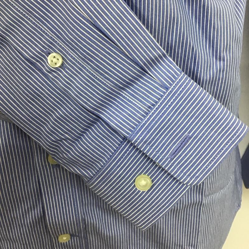 エディーバウアー Eddie Bauer シャツ、ブラウス 長袖 長袖シャツ カラーシャツ ポケットシャツ 長袖カットソー ストライプシャツ S ストライプ 白 / ホワイト / X 青 / ブルー /  メンズ USED 古着 中古 10112595