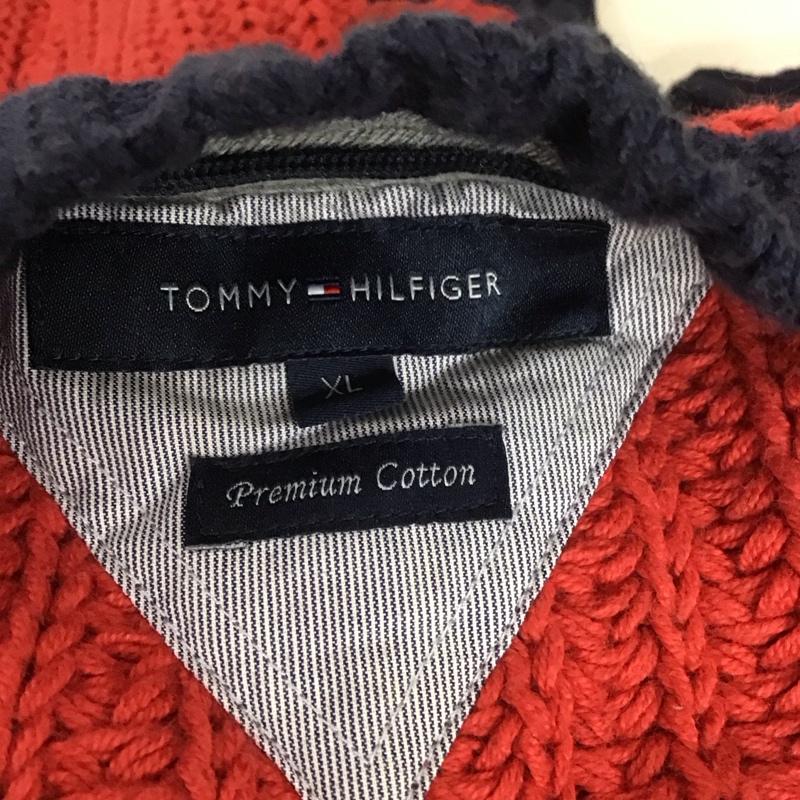 トミーヒルフィガー TOMMY HILFIGER ニット、セーター 長袖 長袖ニットカットソー クルーネックカットソー セーター ボーダーニットカットソー XL ボーダー柄 赤 / レッド / X 紺 / ネイビー / メンズ USED 古着 中古 10112062
