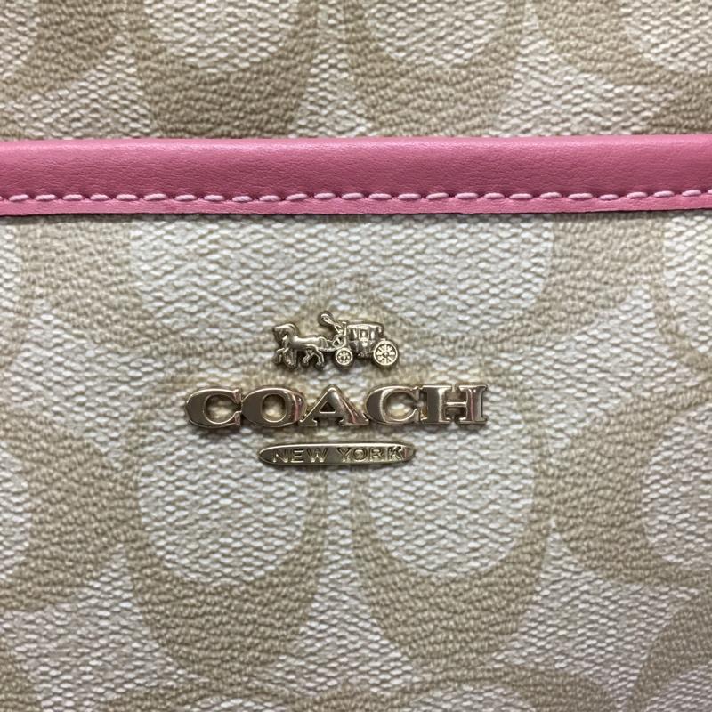 コーチ COACH ショルダーバッグ ショルダーバッグ F29210 シグネチャー ロゴ、文字 ベージュ / ベージュ / X 桃 / ピンク / レディース USED 古着 中古 10115577