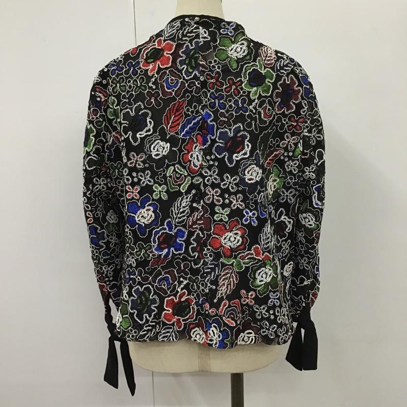 ザラベーシック ZARA BASIC ジャケット、上着 ジャケット、ブレザー 長袖刺繍ジャケット ノーカラージャケット 総柄 前開ジャケット L 総柄 X 花柄 黒 / ブラック / レディース USED 古着 中古 10105913