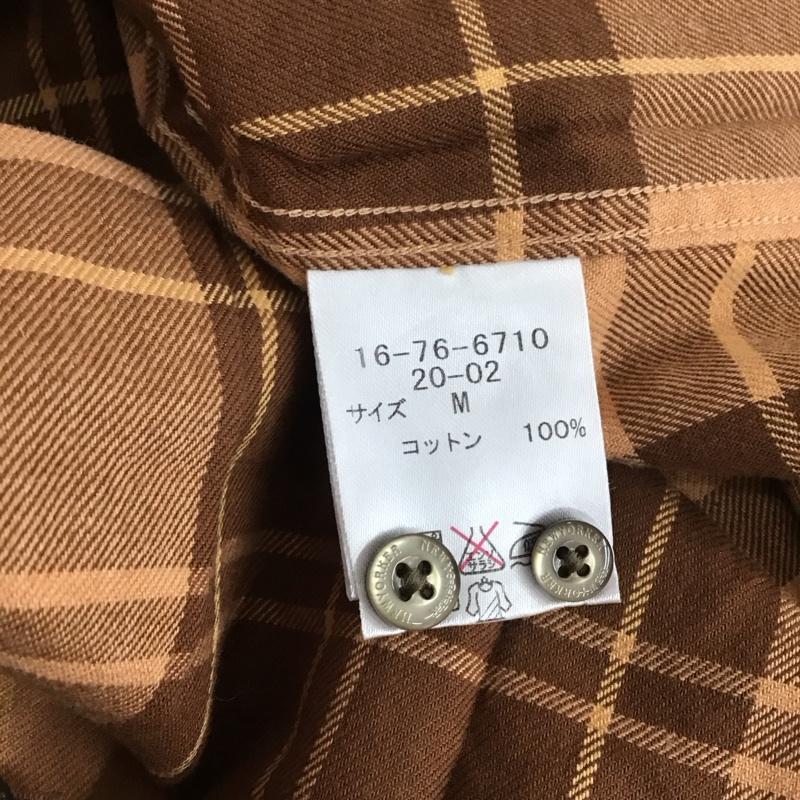 ニューヨーカー NEWYORKER シャツ、ブラウス 長袖 16-76-6710 ボタンダウン M チェック 茶 / ブラウン / メンズ USED 古着 中古 10111187