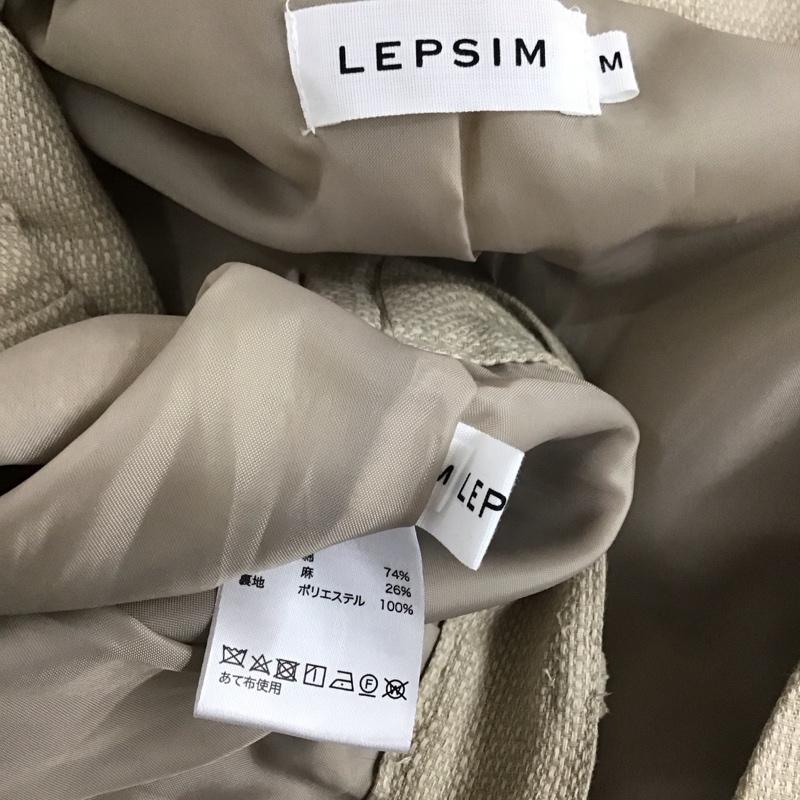 レプシィム LEPSIM セットアップ セットアップ lp070395sb リネン混ダブルノーカラージャケット ワイドパンツ 2点セット M 無地 ベージュ / ベージュ / レディース USED 古着 中古 10109530
