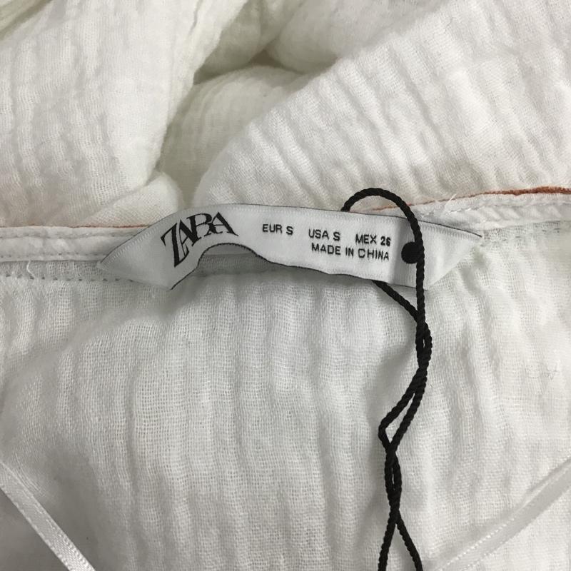 ザラ ZARA カットソー 長袖 4786 278 251 Vネック ガーゼ S 刺繍 白 / ホワイト /  レディース USED 古着 中古 10107157