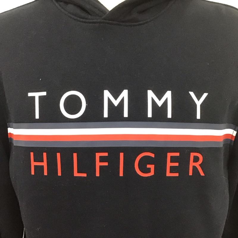 トミーヒルフィガー TOMMY HILFIGER パーカー 長袖 長袖パーカー プルオーバーパーカー スウェット M ロゴ、文字 紺 / ネイビー / メンズ USED 古着 中古 10127337