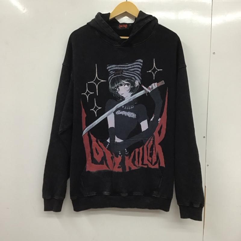 ラブキラー LOVE KILLER パーカー 長袖 長袖プルオーバーパーカー スウェットパーカー プリントスウェット L プリント 黒 / ブラック / メンズ USED 古着 中古 10135491