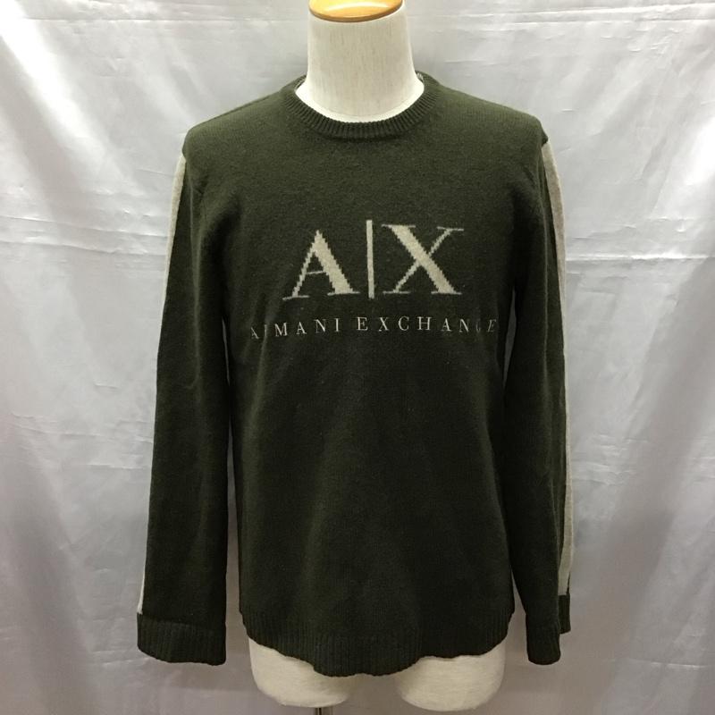 アルマーニエクスチェンジ ARMANI EXCHANGE ニット、セーター 長袖 長袖ニットカットソー ニット セーター クルーネックニット S ロゴ、文字 緑 / グリーン / メンズ USED 古着 中古 10116287