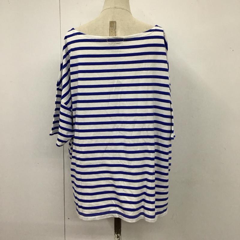 ニコアンド niko and... カットソー 半袖 半袖カットソー プリントTシャツ クルーネックカットソー L ボーダー柄 白 / ホワイト / X 青 / ブルー / レディース USED 古着 中古 10114332