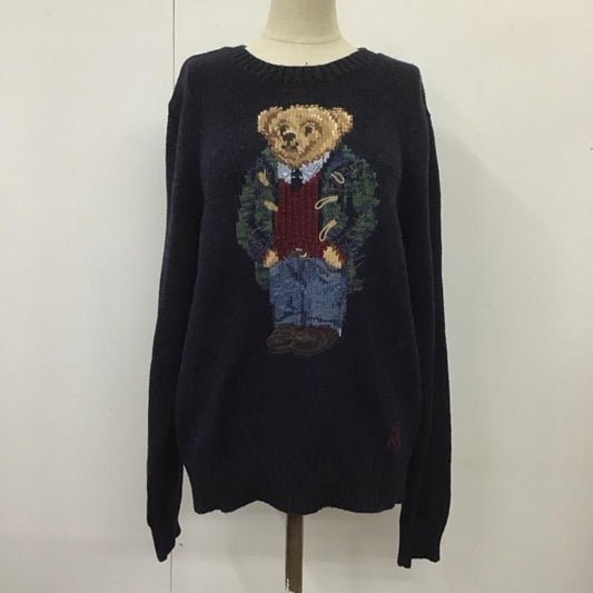 ポロラルフローレン POLO RALPH LAUREN ニット、セーター 長袖 長袖ニットカットソー ニット セーター クルーネックニット L プリント 紺 / ネイビー /  レディース USED 古着 中古 10113757