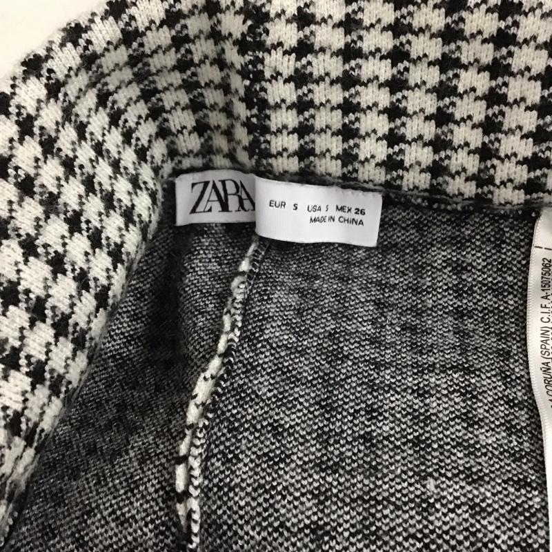 ザラ ZARA ボトムス ボトムス 6873 136 084 ワイドパンツ S 千鳥格子 白 / ホワイト / X 黒 / ブラック / レディース USED 古着 中古 10139156