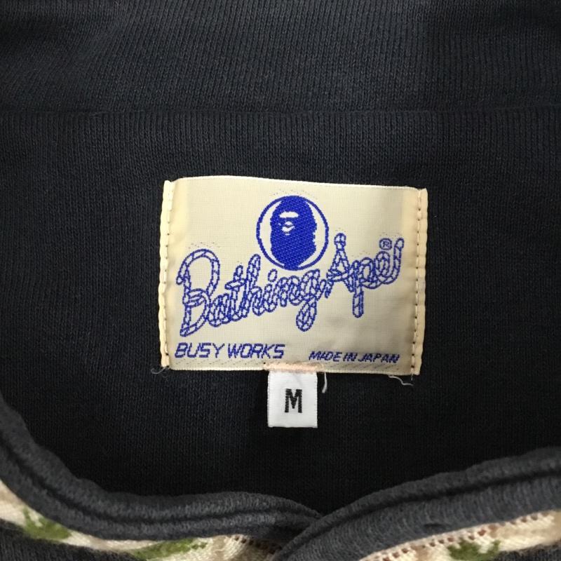 アベイシングエイプ A BATHING APE トレーナー 長袖 長袖スウェット 長袖トレーナ 前開きスウェットカーディガン 90s 00s M 無地 黒 / ブラック / メンズ USED 古着 中古 10111302