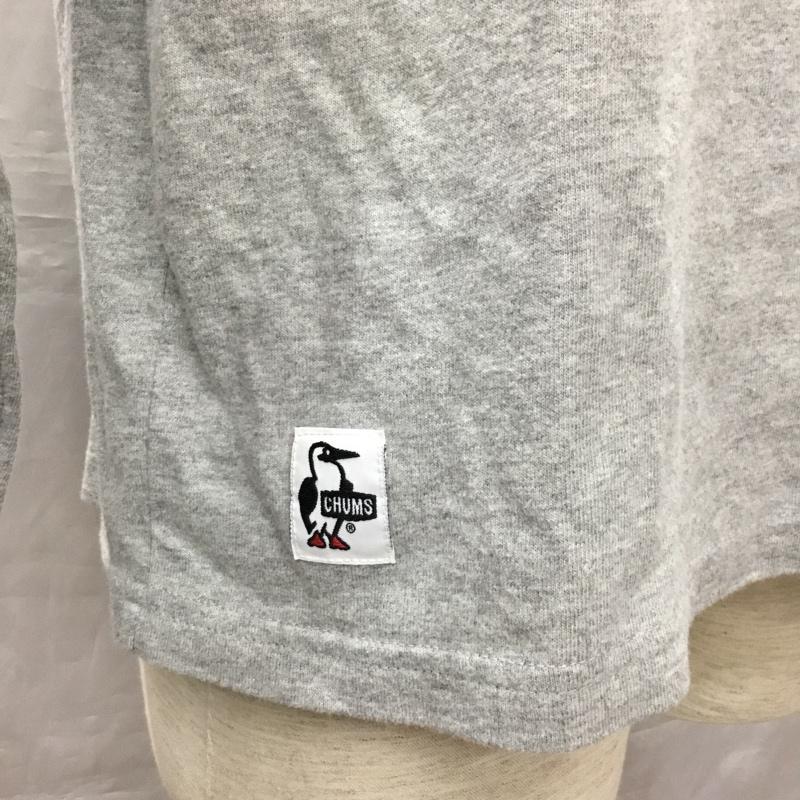 チャムス CHUMS カットソー 長袖 長袖カットソー クルーネックカットソー ロングスリーブカットソー プリントTシャツ M ロゴ、文字 灰 / グレー / レディース USED 古着 中古 10120853