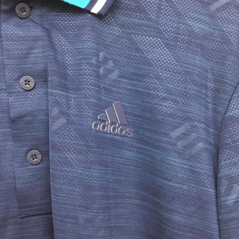 アディダス adidas ポロシャツ 長袖 EH3641 ゴルフウェア タグ付き ロゴ、文字 紺 / ネイビー / メンズ USED 古着 中古 10135533