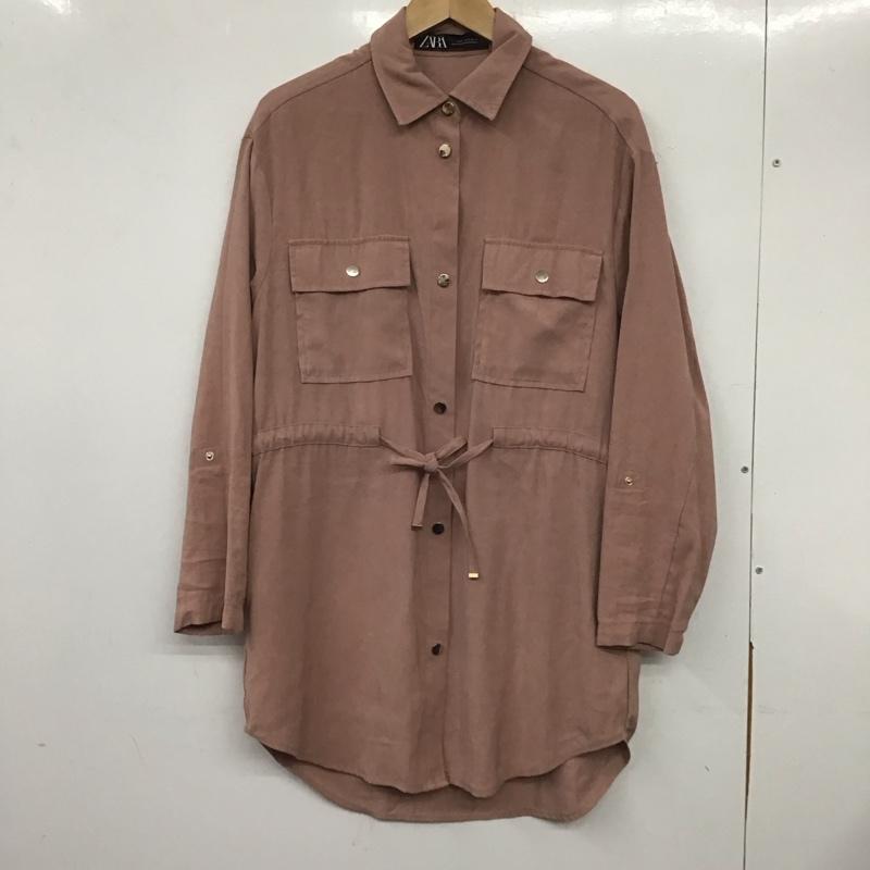 ザラ ZARA ジャケット、上着 ジャケット、ブレザー 7102 224 646 シャツジャケット ロング丈 S 無地 桃 / ピンク / レディース USED 古着 中古 10139236
