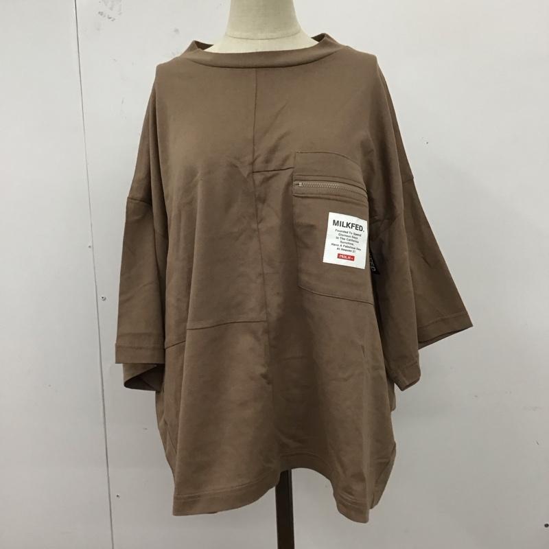 ミルクフェド MILKFED. Tシャツ 半袖 半袖カットソー プリントTシャツ クルーネックカットソー ロゴ、文字 茶 / ブラウン / レディース USED 古着 中古 10122501