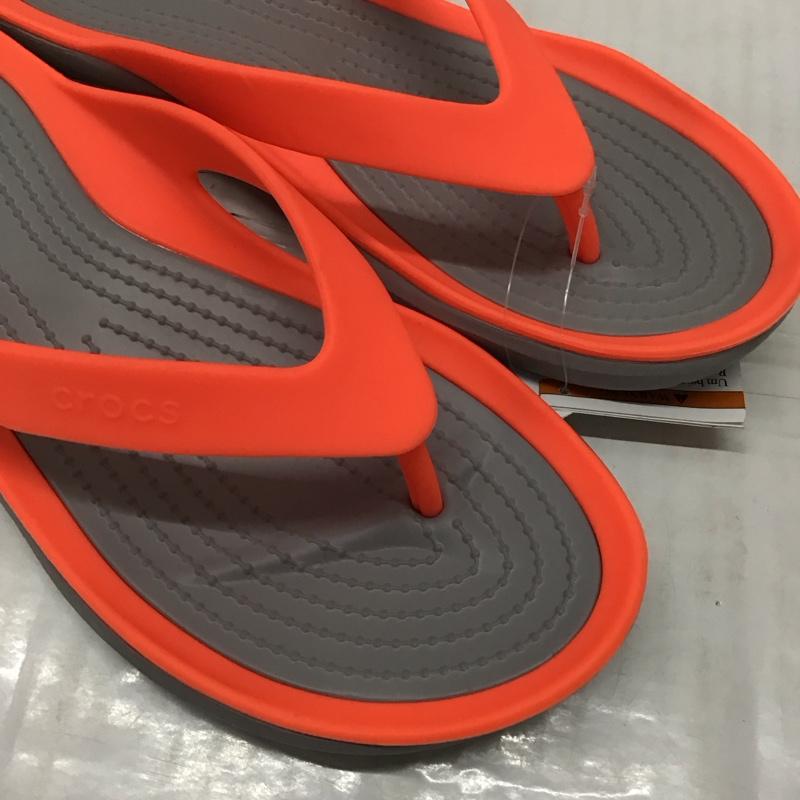 クロックス crocs サンダル サンダル 204974-6PK Swiftwater Flips 22cm ビーチサンダル 22.0cm 無地 灰 / グレー / X 橙 / オレンジ / レディース USED 古着 中古 10134173