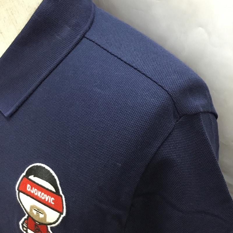 ラコステ LACOSTE ポロシャツ 半袖 半袖ポロシャツ カラーシャツ 半袖カットソー L ロゴ、文字 紺 / ネイビー / メンズ USED 古着 中古 10108947