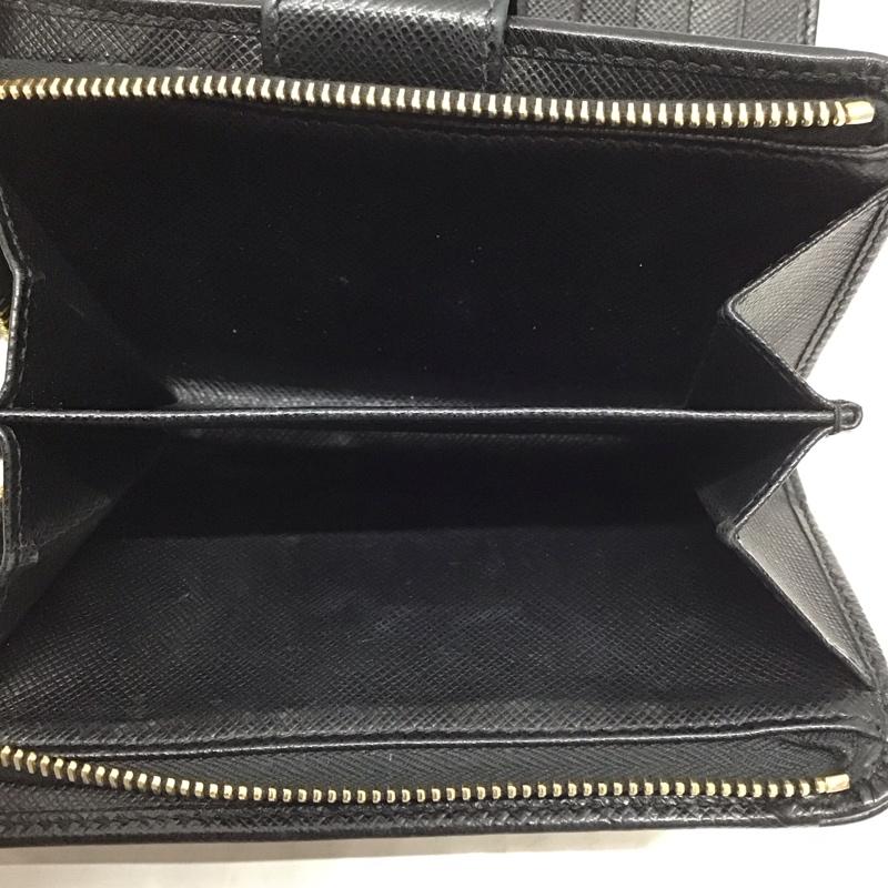 プラダ PRADA 財布 二つ折り 1ML225 箱有 ロゴ、文字 黒 / ブラック / レディース USED 古着 中古 10120215