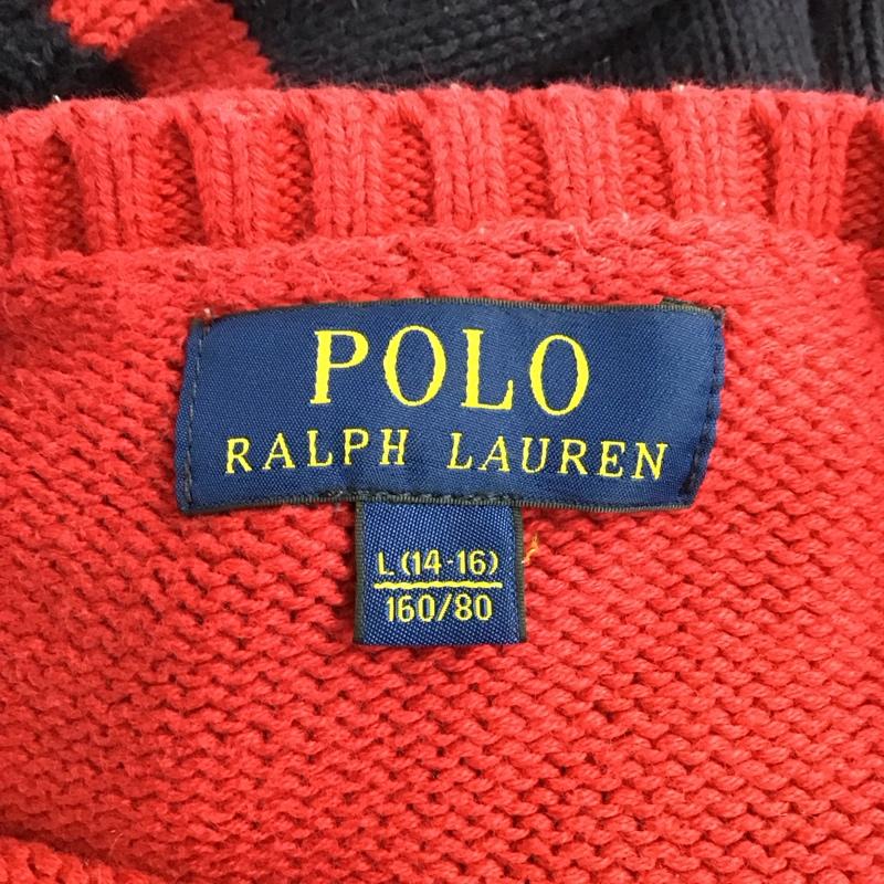 ポロラルフローレン POLO RALPH LAUREN ニット、セーター 長袖 ボーダー コットンニット L ワンポイント 赤 / レッド / X 紺 / ネイビー /  レディース USED 古着 中古 10114761