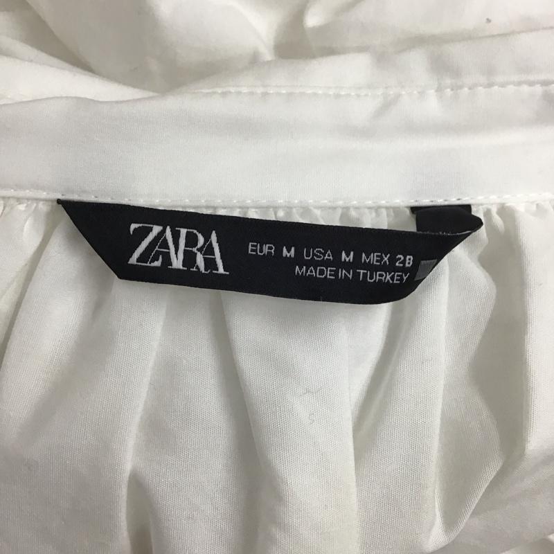ザラ ZARA シャツ、ブラウス 七分袖 3666 162 250 フリル襟 ボリュームスリーブ M 無地 白 / ホワイト / レディース USED 古着 中古 10107969