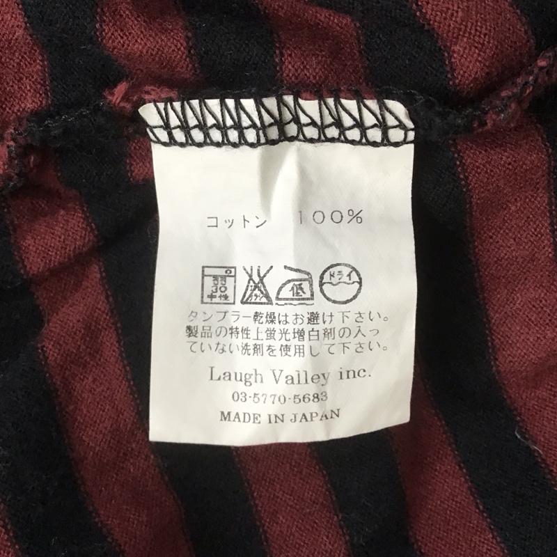 グラム glamb カットソー 長袖 クルーネック ロンT 3 ボーダー柄 黒 / ブラック / X えんじ / ワインレッド / メンズ USED 古着 中古 10107814