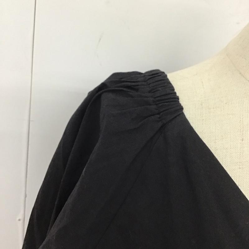 サニーレーベル Sonny Label カットソー 長袖 LA76-23K002 カシュクール シャーリングブラウス 前後着 FREE 無地 黒 / ブラック /  レディース USED 古着 中古 10112244