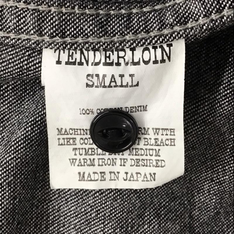 テンダーロイン TENDERLOIN シャツ、ブラウス 長袖 長袖シャツ デニムシャツ カジュアルシャツ ノーカラーシャツ S ロゴ、文字 黒 / ブラック / メンズ USED 古着 中古 10109804