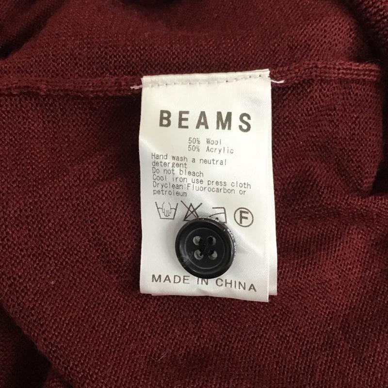 ビームス BEAMS カーディガン 長袖 11-15-0542-048 Vネック XL 無地 えんじ / ワインレッド / メンズ USED 古着 中古 10118113