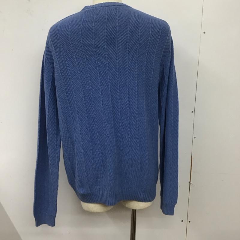 チャップス CHAPS ニット、セーター 長袖 長袖ニットカットソー ニット セーター クルーネックニット L ロゴ、文字 水色 / ライトブルー / メンズ USED 古着 中古 10124600