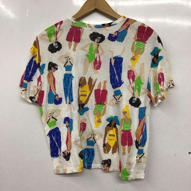 ザラ ZARA Tシャツ 半袖 半袖カットソー プリントTシャツ クルーネックカットソー M プリント マルチカラー / マルチカラー / レディース USED 古着 中古 10136458