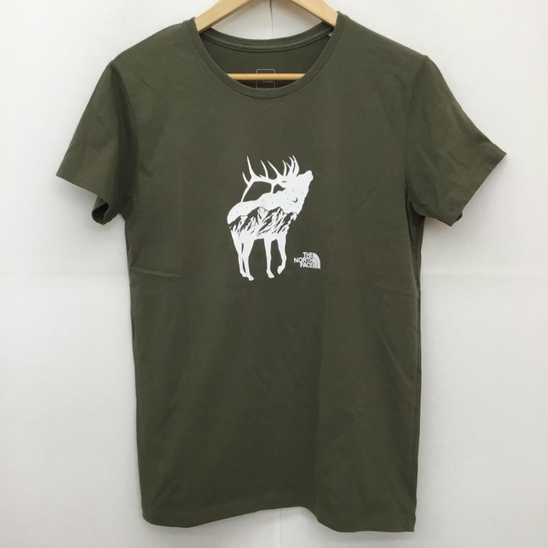 ザノースフェイス THE NORTH FACE Tシャツ 半袖 NTW31615 L プリント X ロゴ、文字 緑 / グリーン / レディース USED 古着 中古 10128109