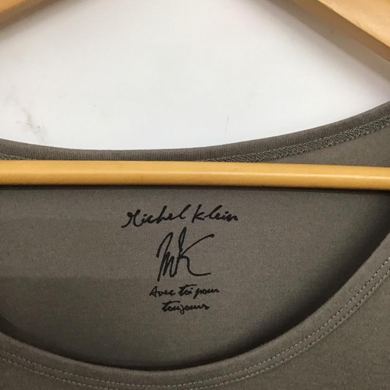 ミッシェル・クラン MICHEL KLEIN Tシャツ 半袖 半袖カットソー プリントTシャツ クルーネックカットソー 38 プリント 灰 / グレー / レディース USED 古着 中古 10136752
