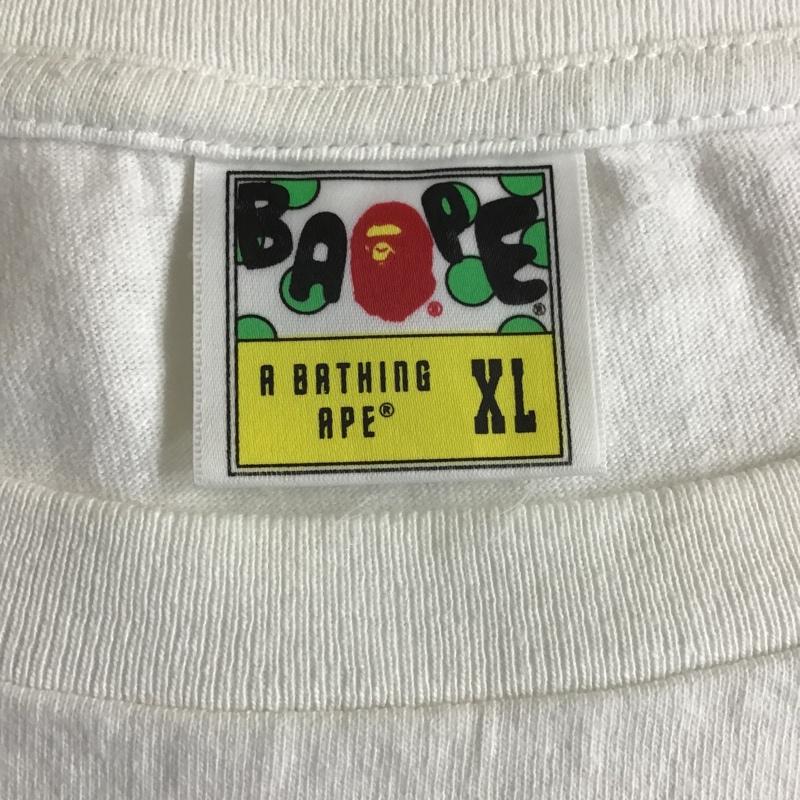 アベイシングエイプ A BATHING APE Tシャツ 半袖 半袖カットソー プリントTシャツ クルーネックカットソー XL プリント 白 / ホワイト / メンズ USED 古着 中古 10105547