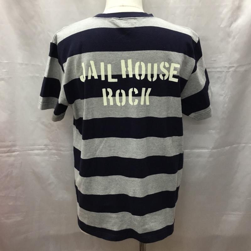 ナッカード KNACKERED Tシャツ 半袖 半袖カットソー プリントTシャツ クルーネックカットソー ボーダーカットソー XL ボーダー柄 灰 / グレー / X 紺 / ネイビー /  メンズ USED 古着 中古 10108529