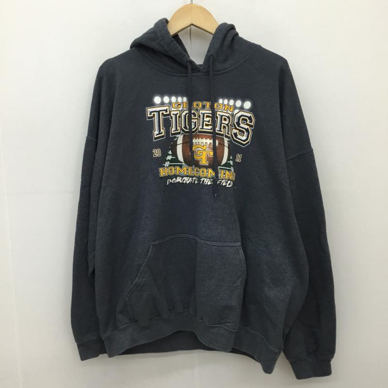ギルダン GILDAN パーカー 長袖 FOOT BALL XL プリント 灰 / グレー / メンズ USED 古着 中古 10136077