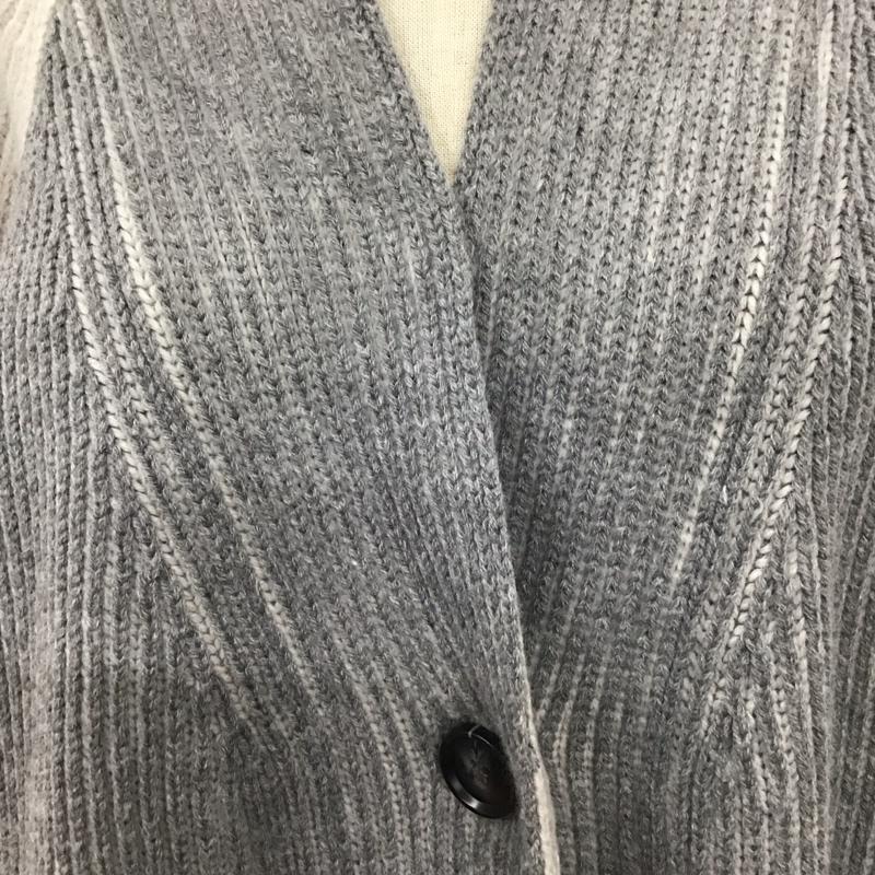 オズモーシス OSMOSIS カーディガン 長袖 796010-562K ストライプ切替ニットカーディガン ロング丈 無地 灰 / グレー / X 白 / ホワイト / レディース USED 古着 中古 10108295
