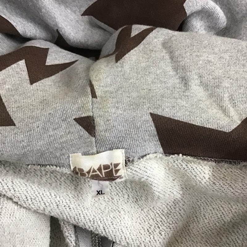 ベイプ BAPE パーカー 長袖 長袖パーカー フード付きパーカー プリントスウェット トレーナー XL ロゴ、文字 灰 / グレー / X 茶 / ブラウン / メンズ USED 古着 中古 10107407