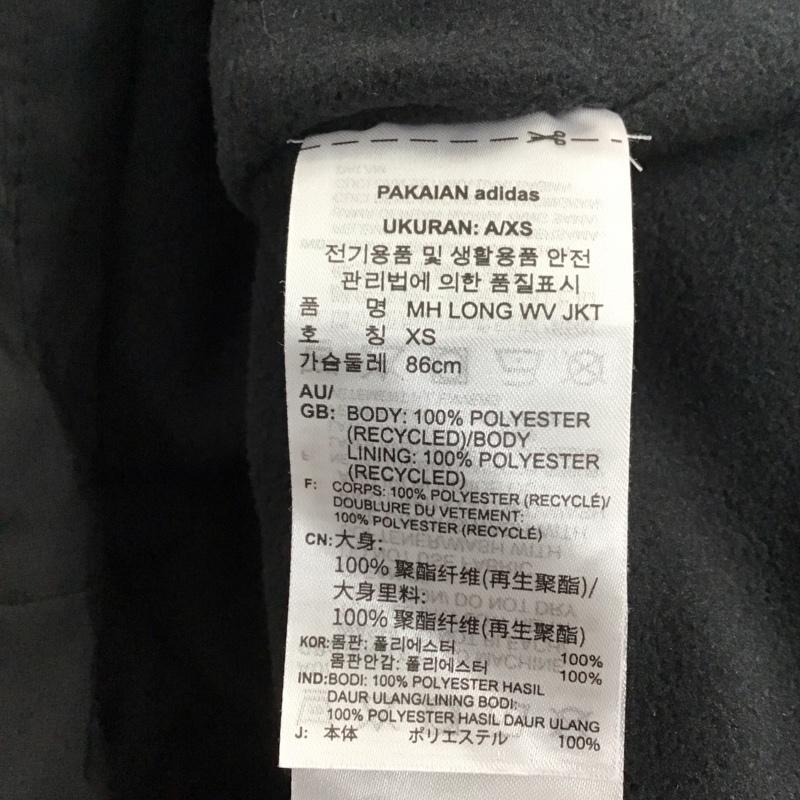 アディダス adidas ジャケット、上着 ジャケット、ブレザー HM7062 ベンチコート 裏フリース S ロゴ、文字 黒 / ブラック / X 白 / ホワイト / レディース USED 古着 中古 10122487
