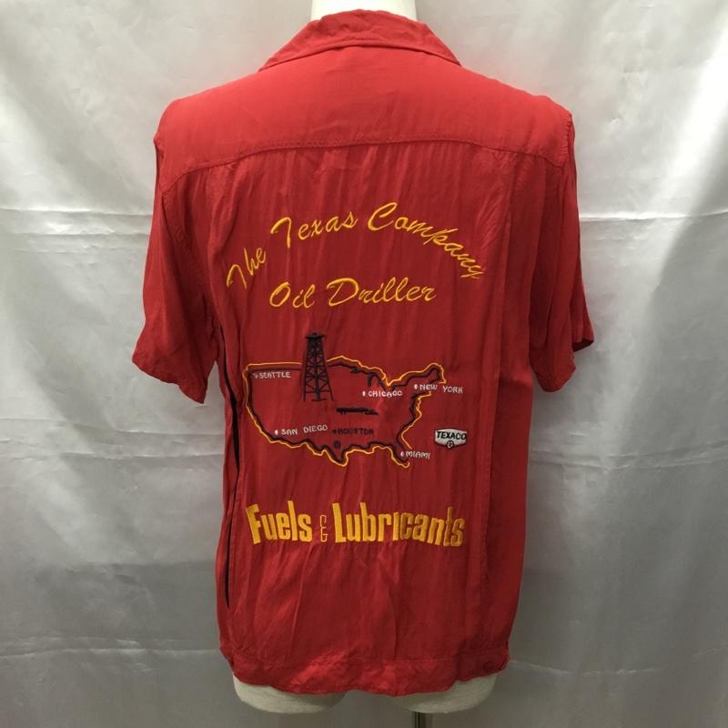 古着 USED シャツ、ブラウス 半袖 半袖シャツ カラーシャツ 半袖カットソー アロハシャツ ボーリングシャツ L ロゴ、文字 赤 / レッド /  メンズ USED 古着 中古 10108722
