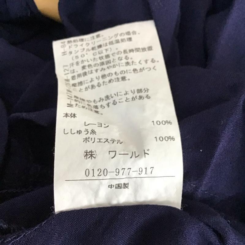 キューティーブロンド Cutie Blonde ワンピース ロングスカート 256-58058 フレンチスリーブ 前開き L 刺繍 紺 / ネイビー / レディース USED 古着 中古 10119270