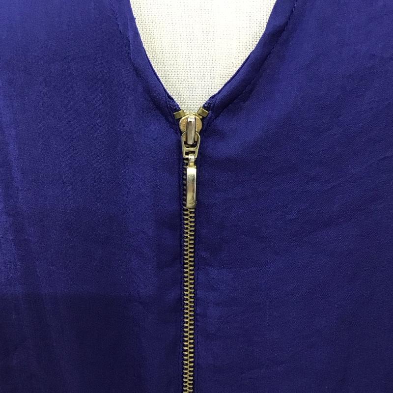ザラベーシック ZARA BASIC カットソー 半袖 半袖カットソー 無地Tシャツ ジップアップネック S 無地 青 / ブルー / レディース USED 古着 中古 10117673