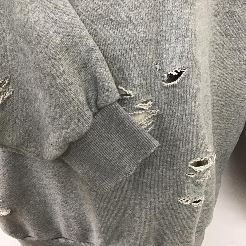フリークスストア FREAK S STORE トレーナー 長袖 231-1274 ヘビーウェイト ダメージ加工 スキッパースウェット M プリント X ロゴ、文字 灰 / グレー /  メンズ USED 古着 中古 10119746