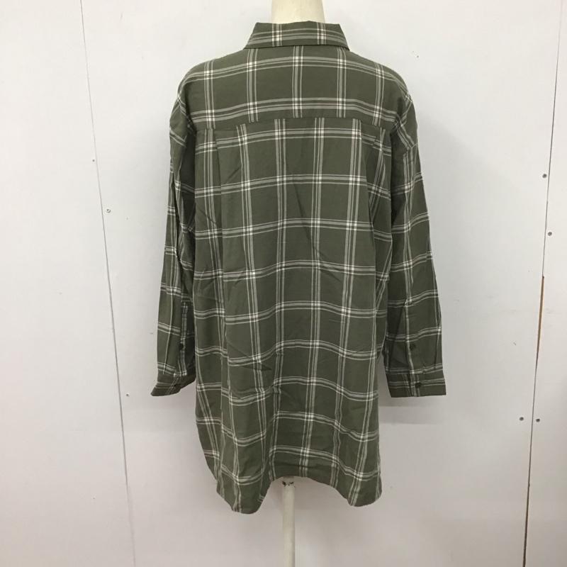 ローリーズファーム LOWRYS FARM シャツ、ブラウス 長袖 長袖シャツ チェックシャツ カラーシャツ Vネックシャツ FREE チェック カーキ / カーキ / レディース USED 古着 中古 10126991